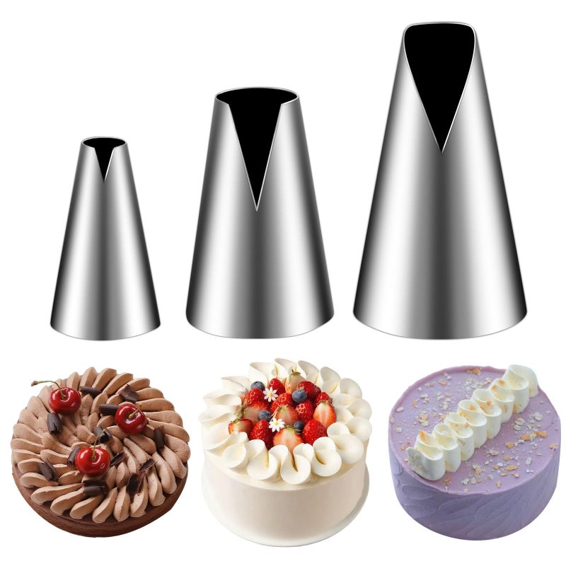 Suuker 3 Pieces V-shaped Piping Tips Set,Cake Decorating Tips, Frosting Icing Tips for Cupcakes, Cake, Cookie and Decorating（580 686 580S） - Image 1